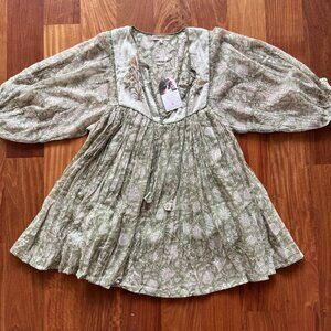 Daughters of India 🦜 Diya Mini Dress in Pistachio 🦜 NWT